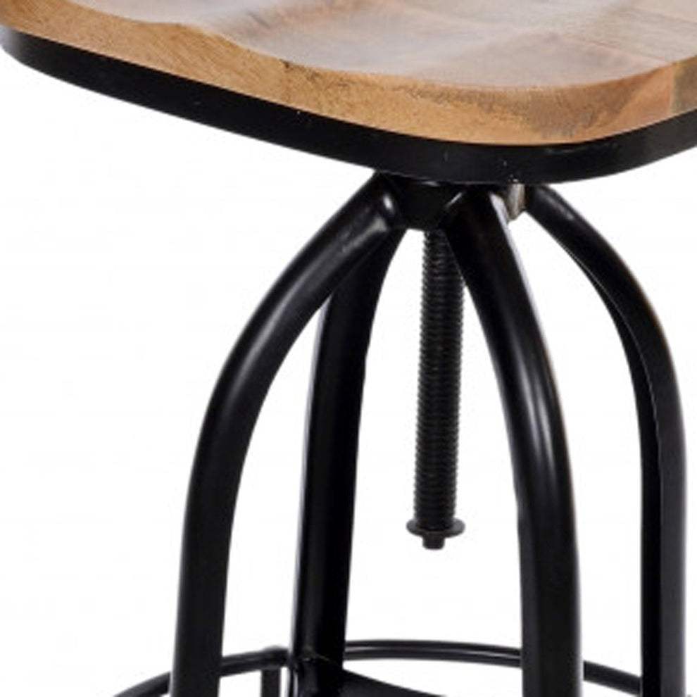 46" Natural Steel Swivel Low Back Adjustable Height Bar Chair With Footrest By Homeroots | Bar Stools | Modishstore - 3