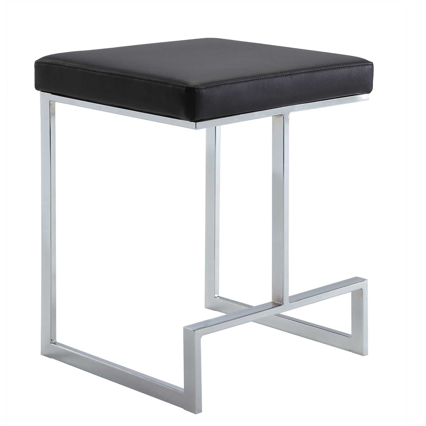 24" Black Faux Leather And Steel Backless Counter Height Bar Chair By Homeroots | Bar Stools | Modishstore
