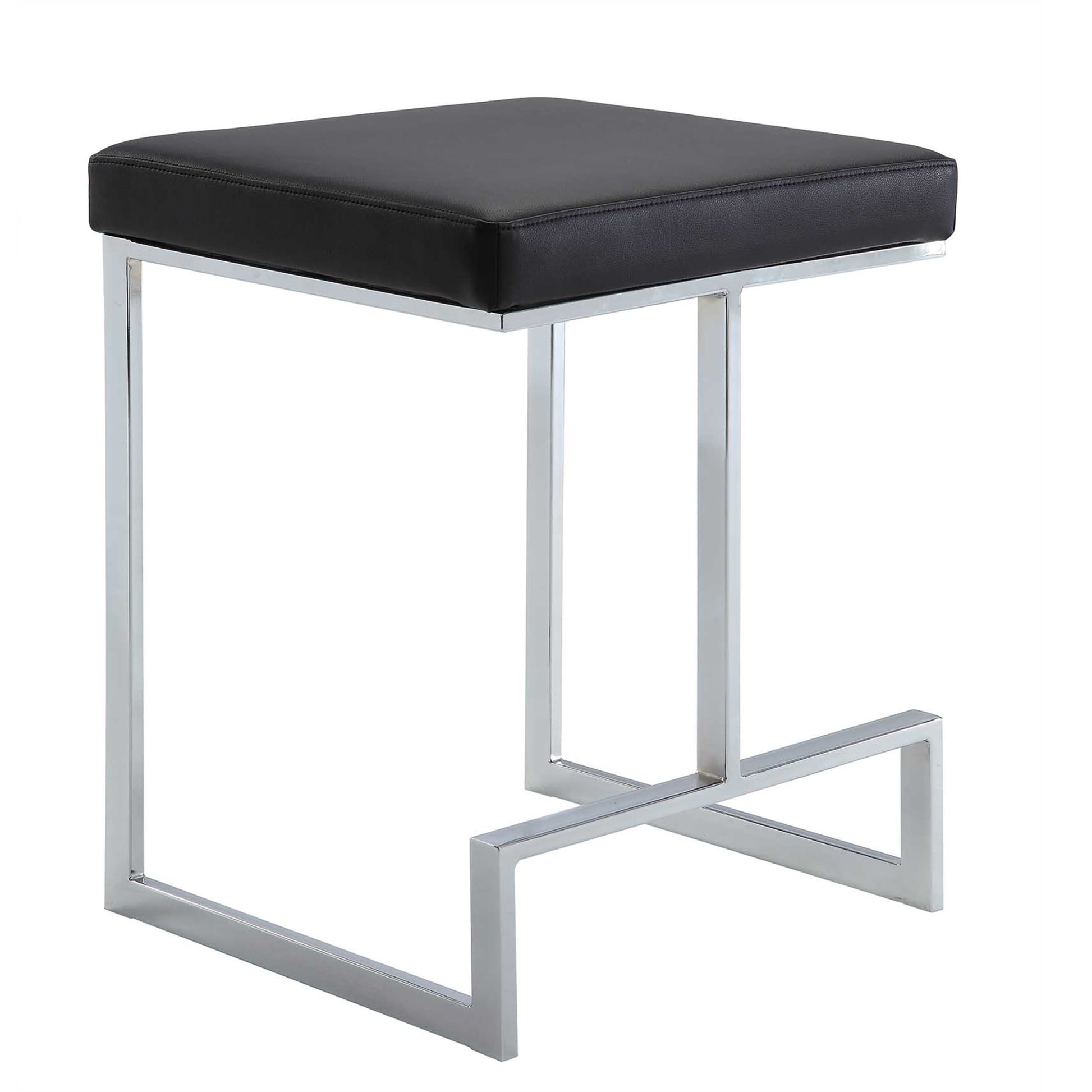 24" Black Faux Leather And Steel Backless Counter Height Bar Chair By Homeroots | Bar Stools | Modishstore