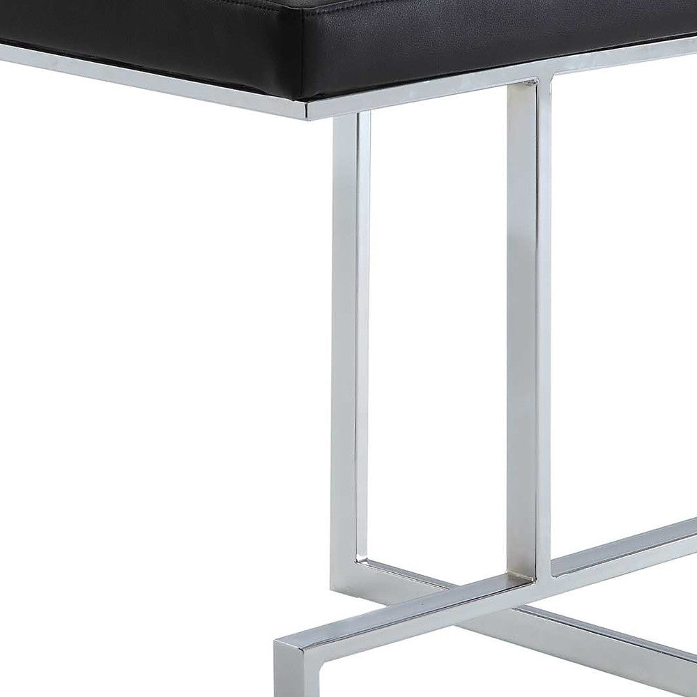 24" Black Faux Leather And Steel Backless Counter Height Bar Chair By Homeroots | Bar Stools | Modishstore - 4