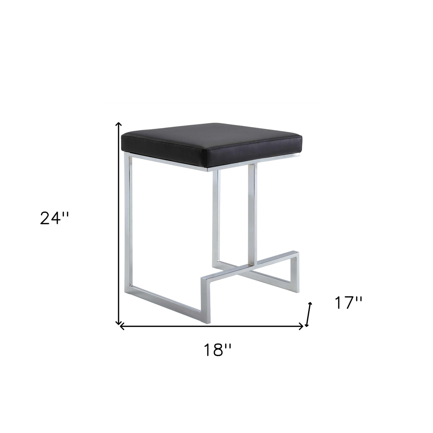 24" Black Faux Leather And Steel Backless Counter Height Bar Chair By Homeroots | Bar Stools | Modishstore - 6