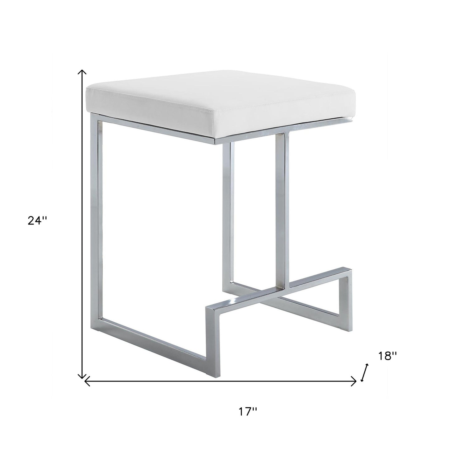 24" White Faux Leather And Steel Backless Counter Height Bar Chair By Homeroots | Bar Stools | Modishstore - 5
