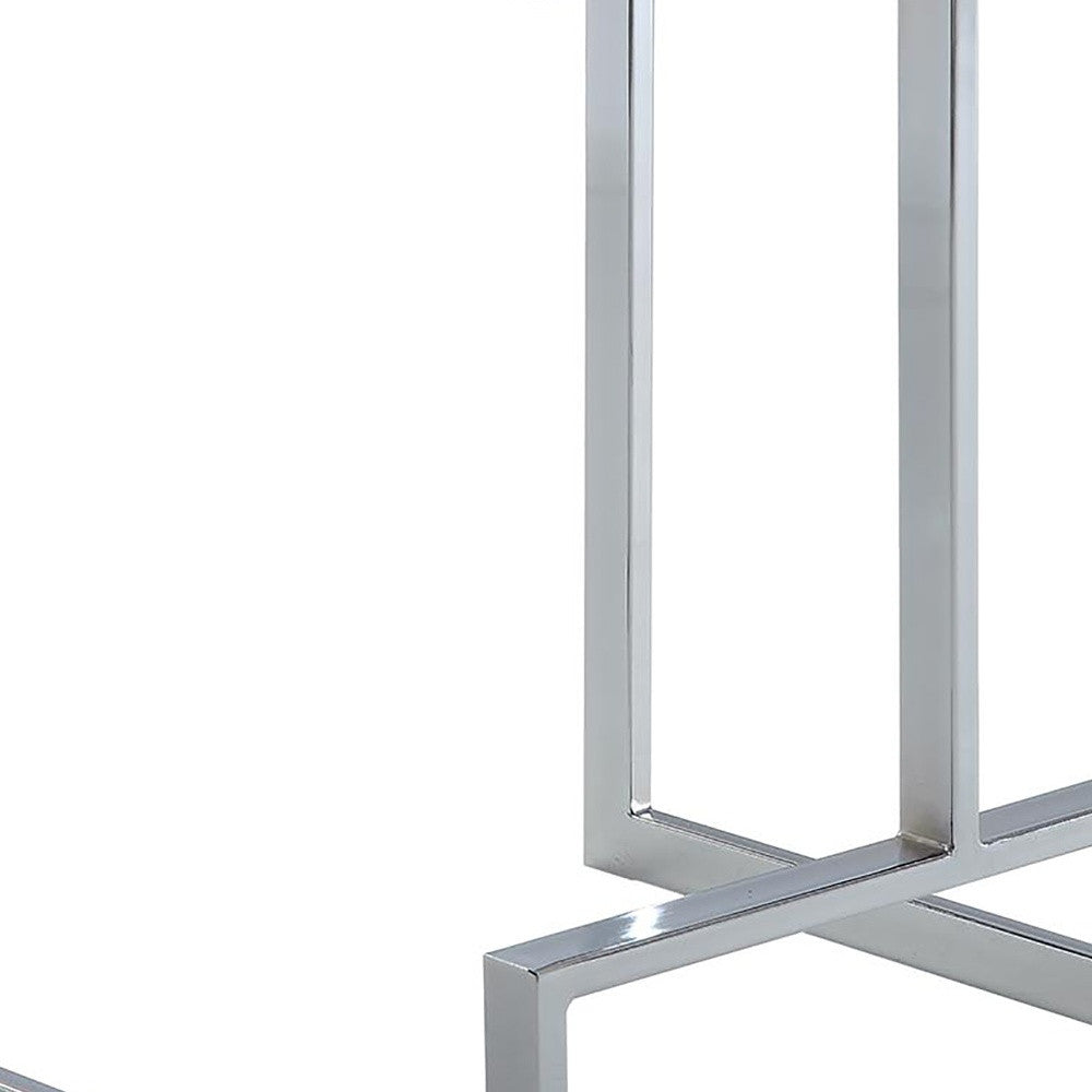 24" White Faux Leather And Steel Backless Counter Height Bar Chair By Homeroots | Bar Stools | Modishstore - 3