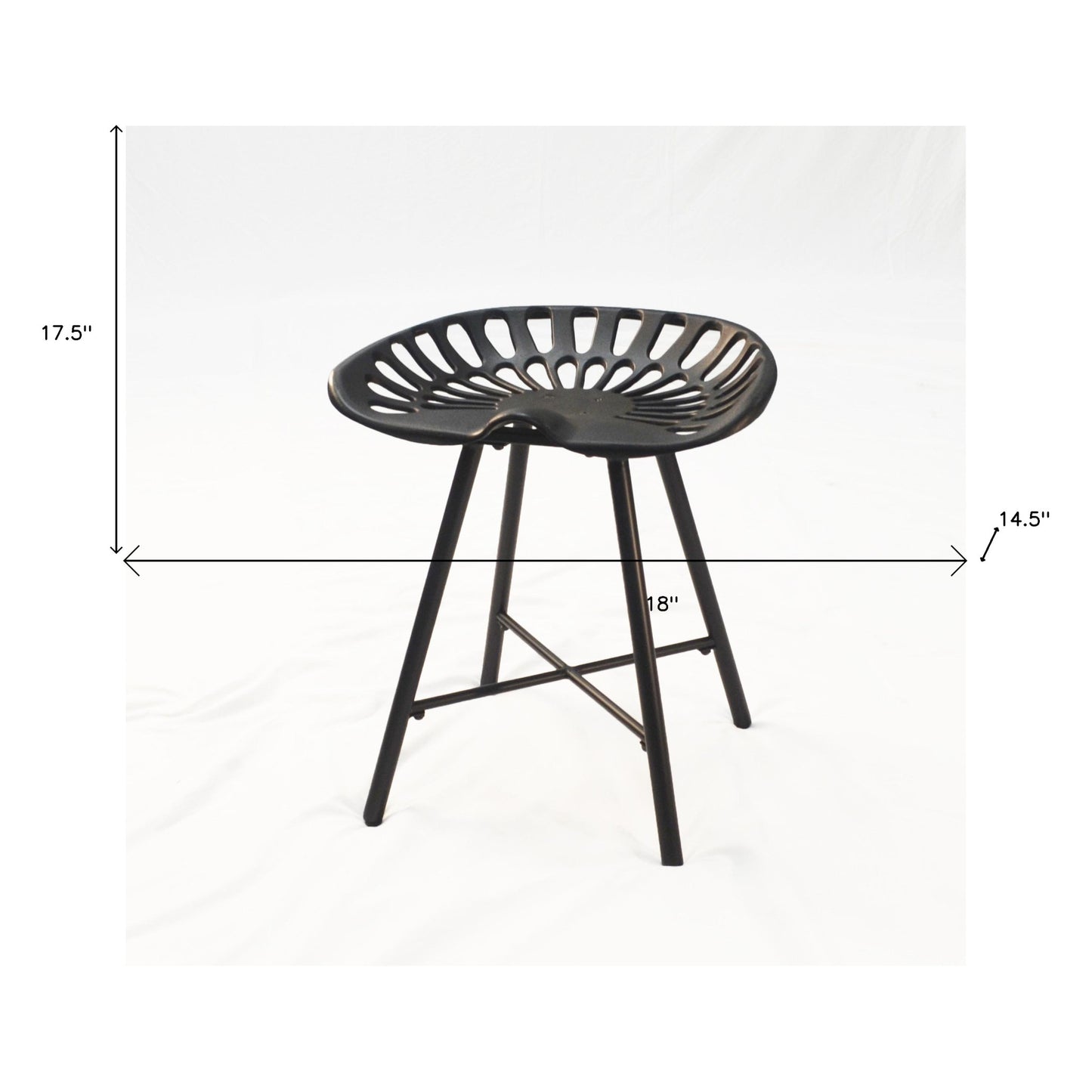 18" Black Metal Backless Chair By Homeroots | Bar Stools | Modishstore - 5