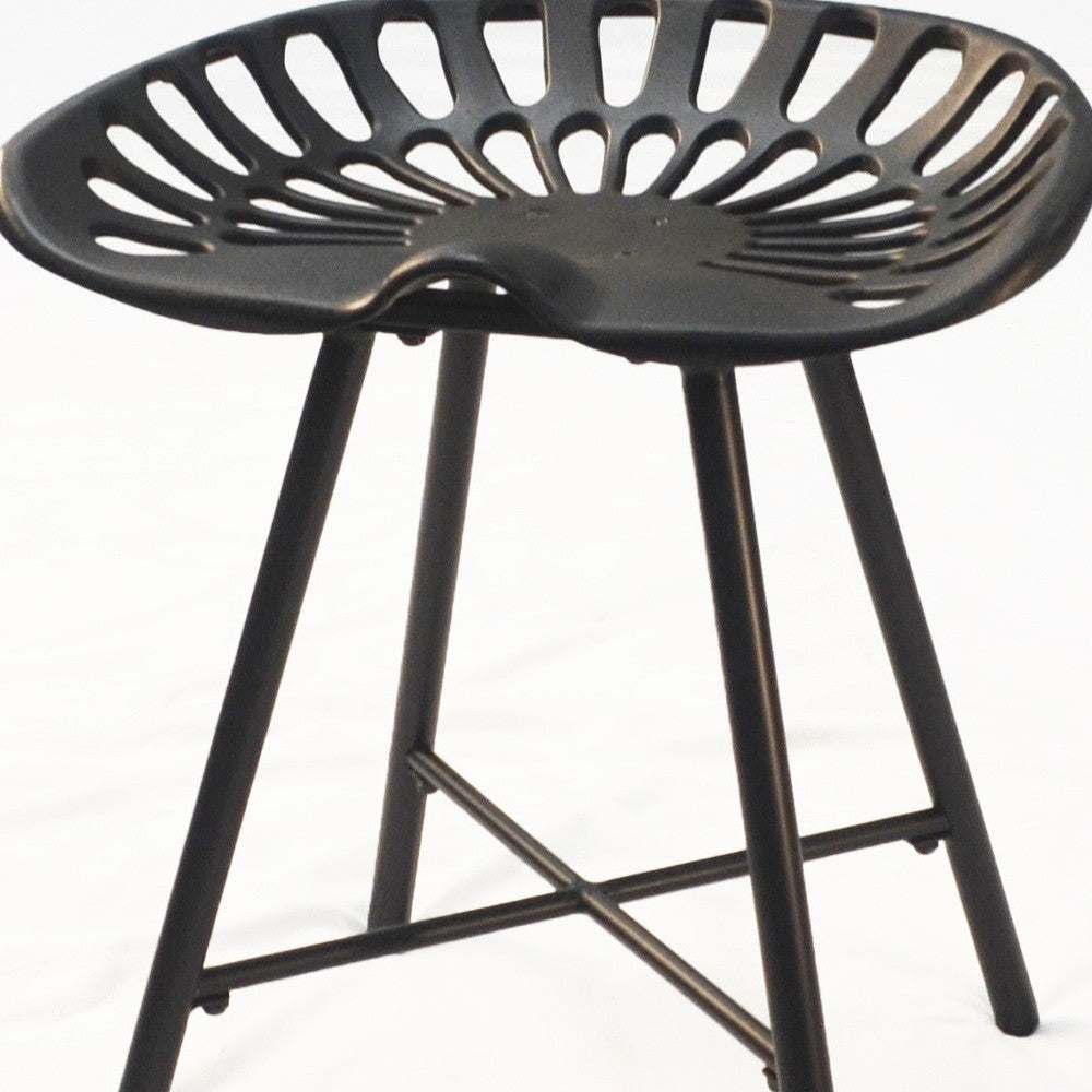 18" Black Metal Backless Chair By Homeroots