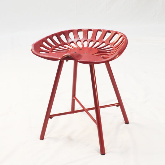 18" Red Metal Backless Stool By Homeroots