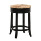 24" Natural And Black Solid Wood Swivel Backless Counter Height Bar Chair With Footrest By Homeroots | Bar Stools | Modishstore