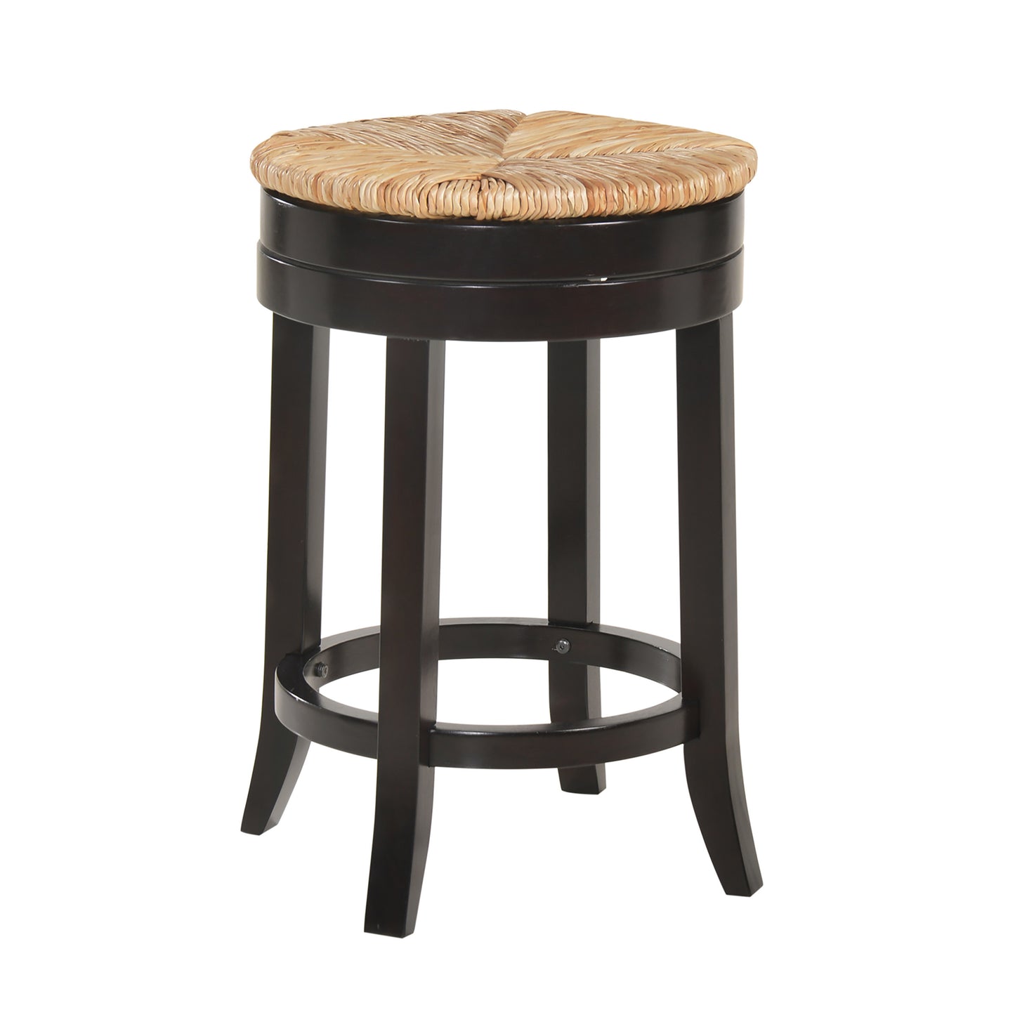 24" Natural And Espresso Swivel Backless Counter Height Bar Chair With Footrest By Homeroots | Bar Stools | Modishstore