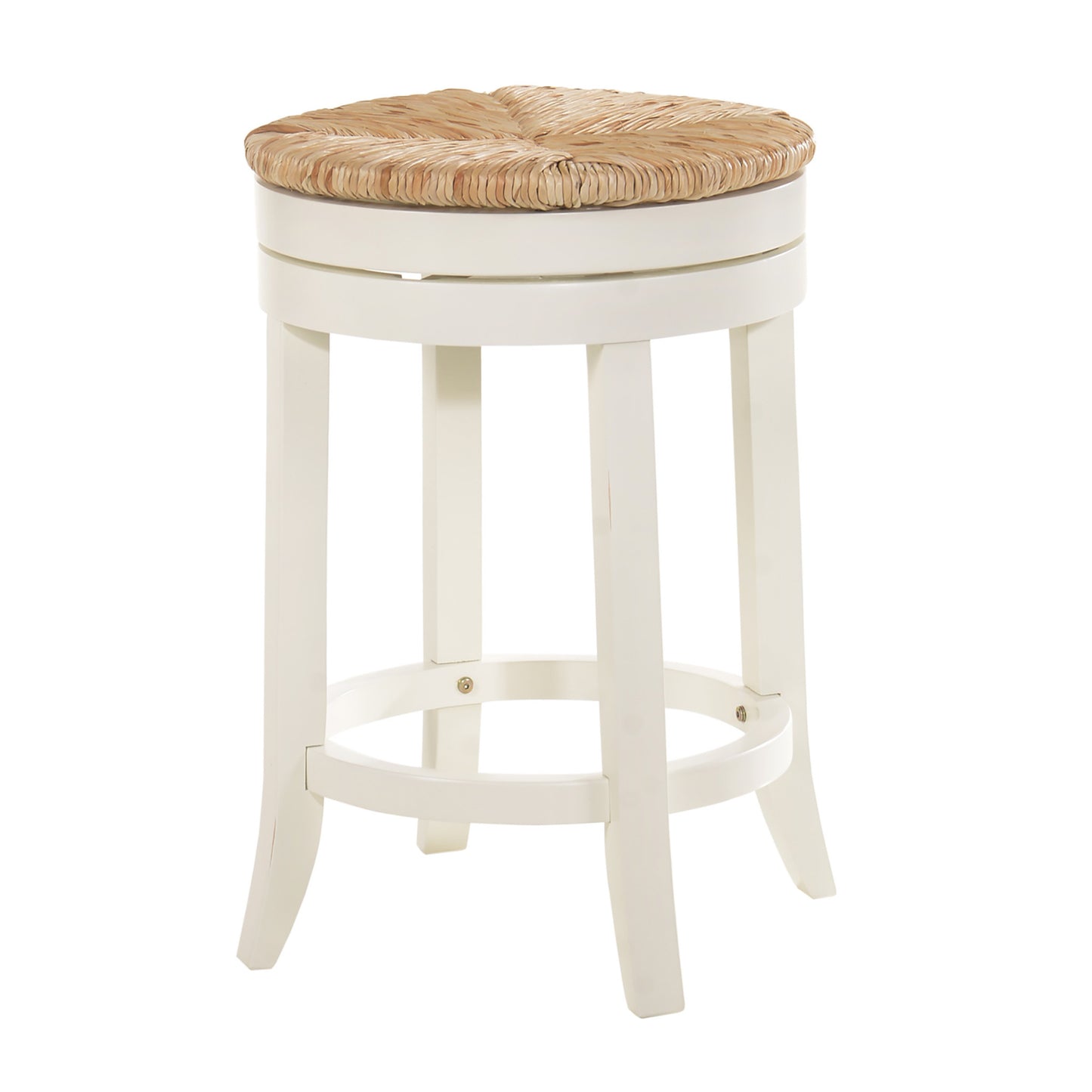 24" Natural and Antiqued White Solid Wood Swivel Backless Counter Height Bar Chair with Footrest By Homeroots | Bar Stools | Modishstore - 2