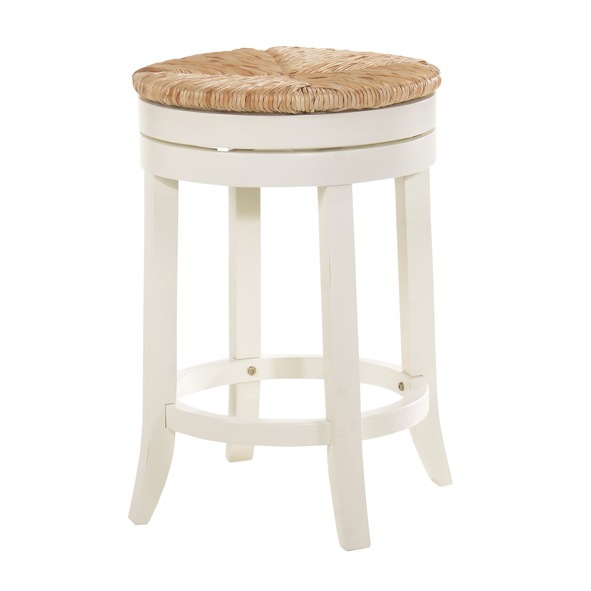 24" Natural and Antiqued White Solid Wood Swivel Backless Counter Height Bar Chair with Footrest By Homeroots | Bar Stools | Modishstore - 2