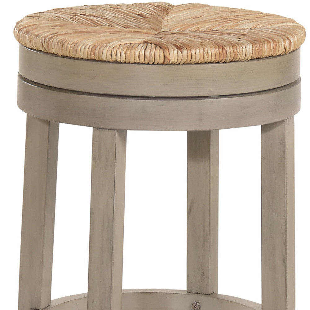 24" Natural And Gray Swivel Backless Counter Height Bar Chair With Footrest By Homeroots | Bar Stools | Modishstore - 4