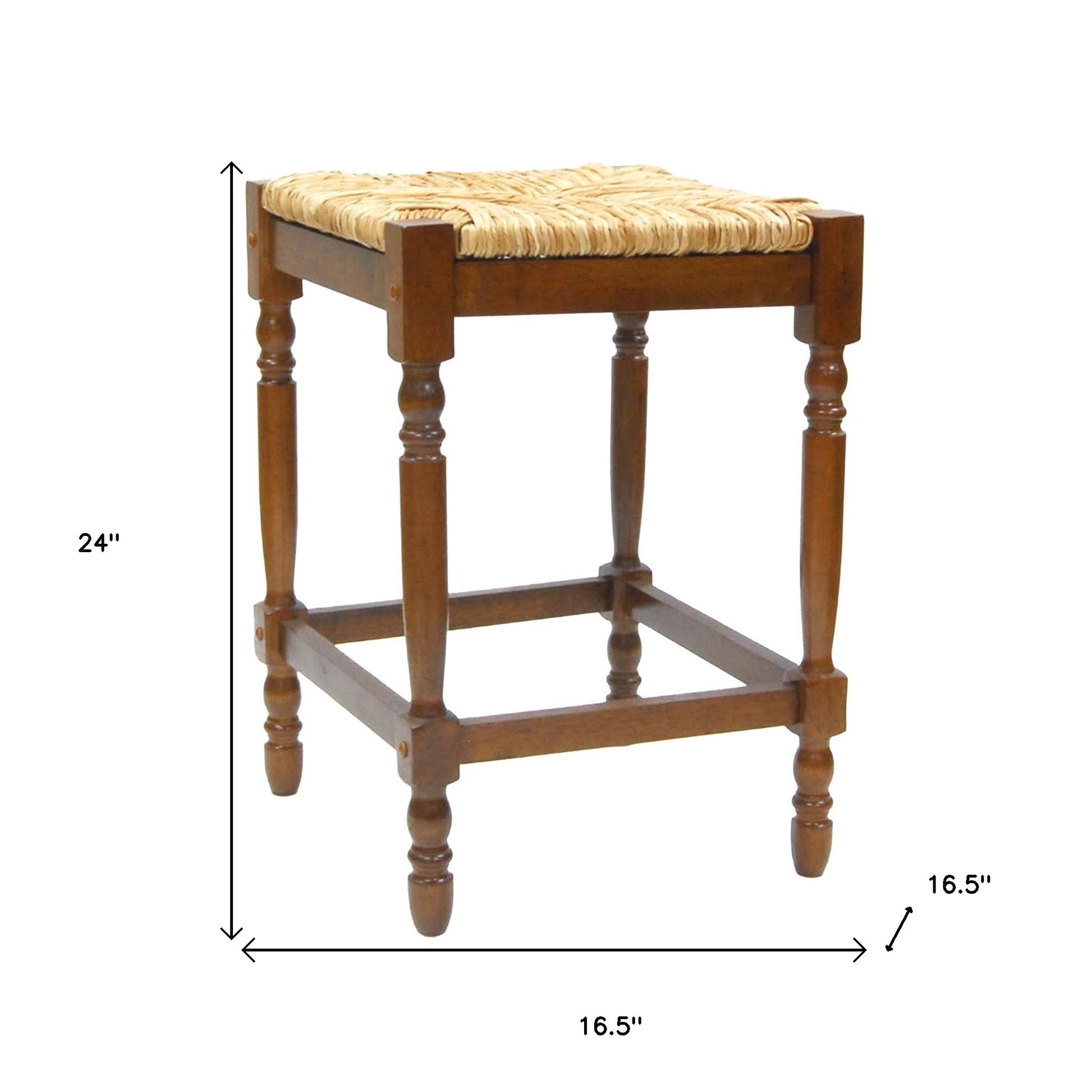 24" Natural And Brown Backless Counter Height Bar Chair With Footrest By Homeroots | Bar Stools | Modishstore - 5