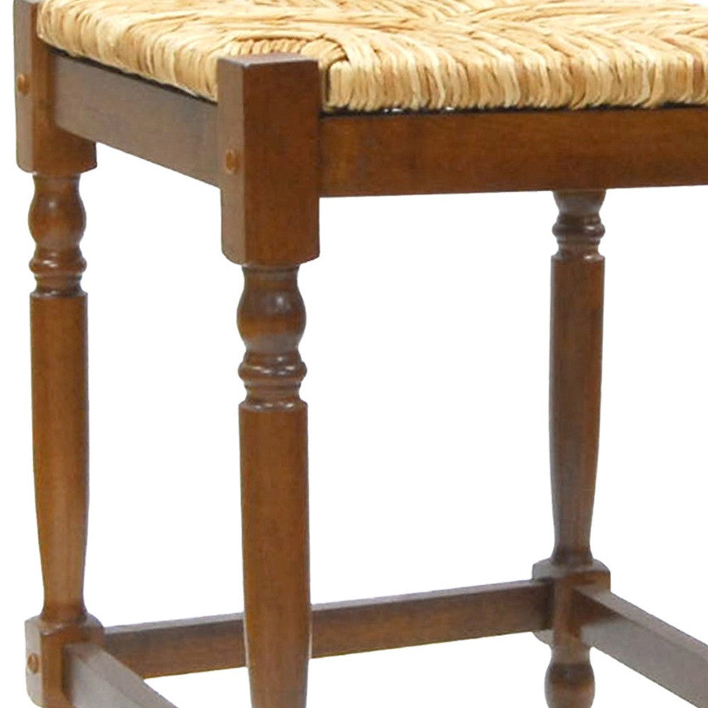24" Natural And Brown Backless Counter Height Bar Chair With Footrest By Homeroots | Bar Stools | Modishstore - 3