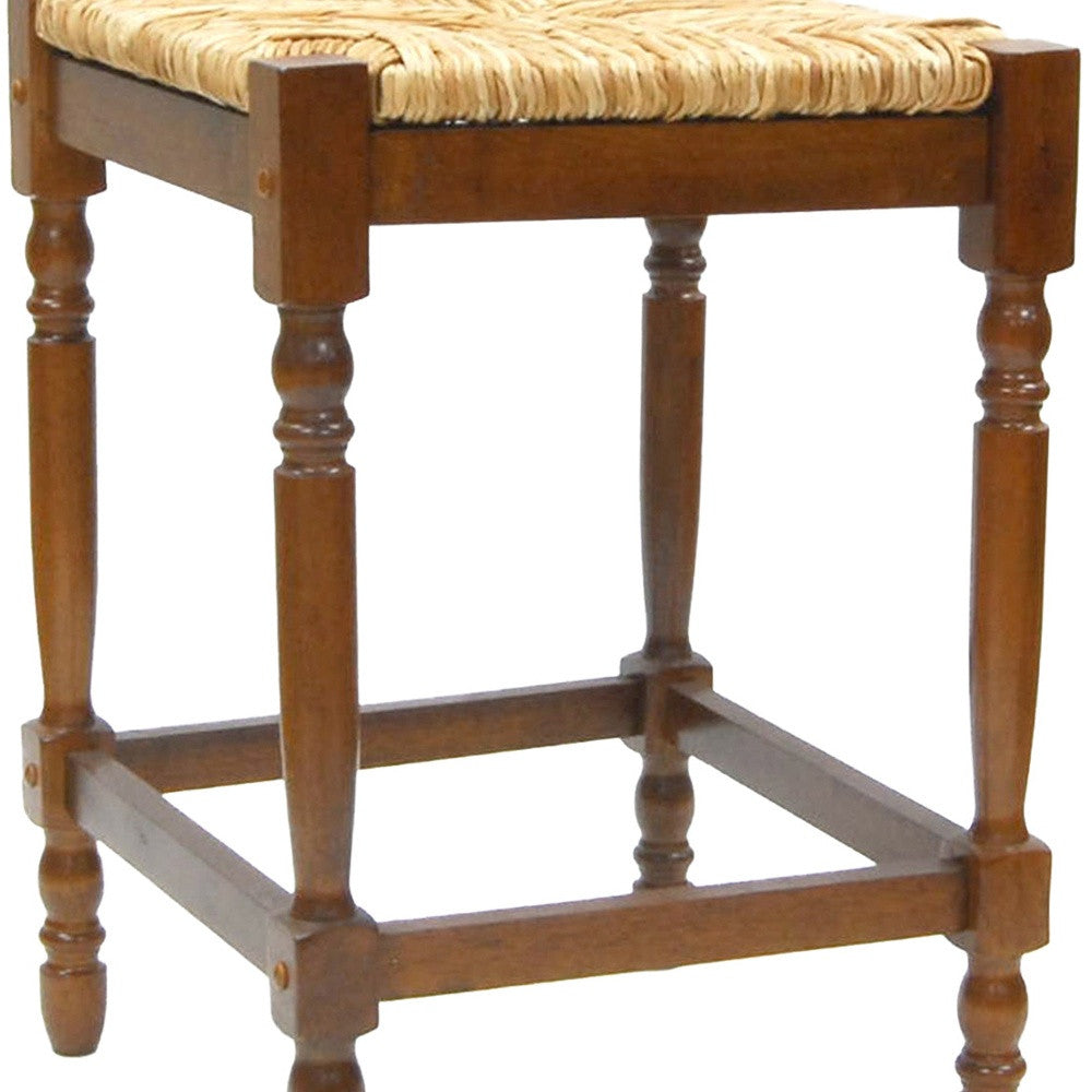 24" Natural And Brown Backless Counter Height Bar Chair With Footrest By Homeroots | Bar Stools | Modishstore - 4