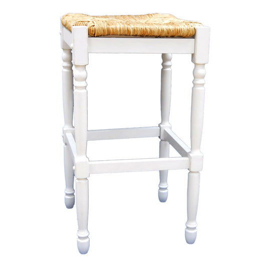 29" Natural And Antiqued White  Backless Bar Height Chair With Footrest By Homeroots