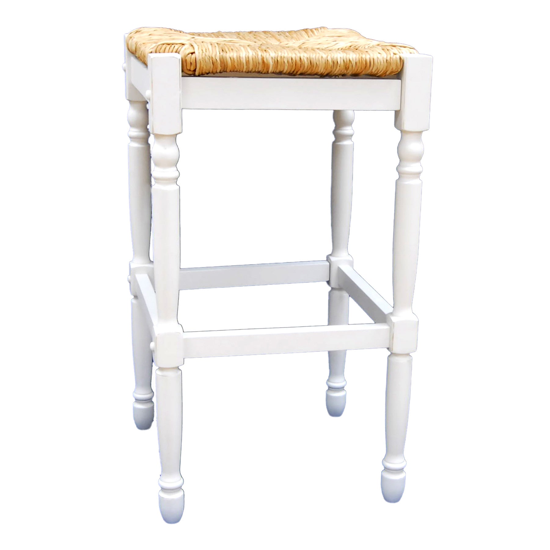 29" Natural And Antiqued White Backless Bar Height Chair With Footrest By Homeroots | Bar Stools | Modishstore