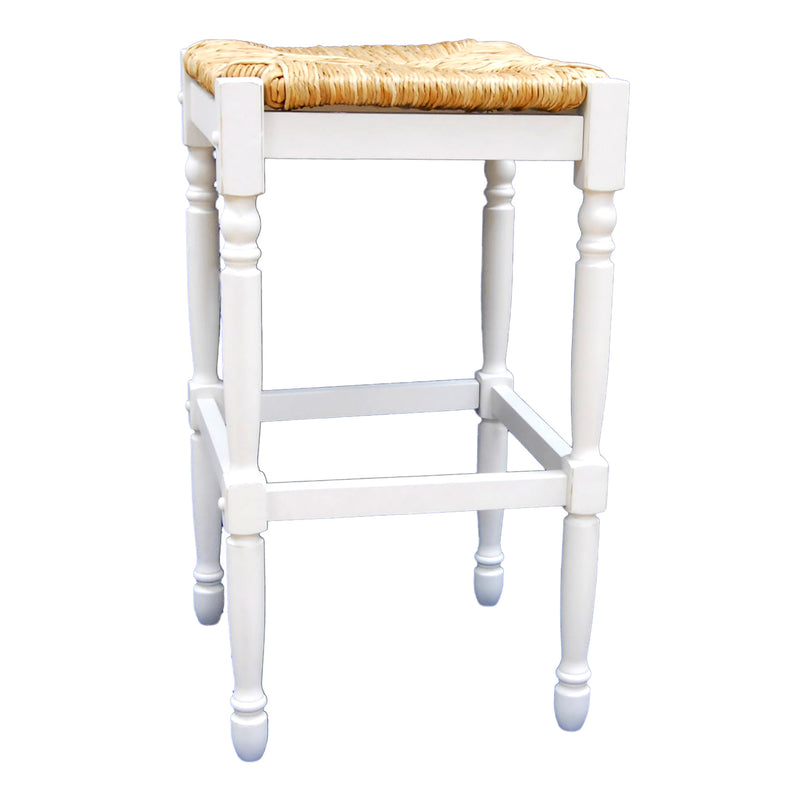 29" Natural And Antiqued White Backless Bar Height Chair With Footrest By Homeroots | Bar Stools | Modishstore