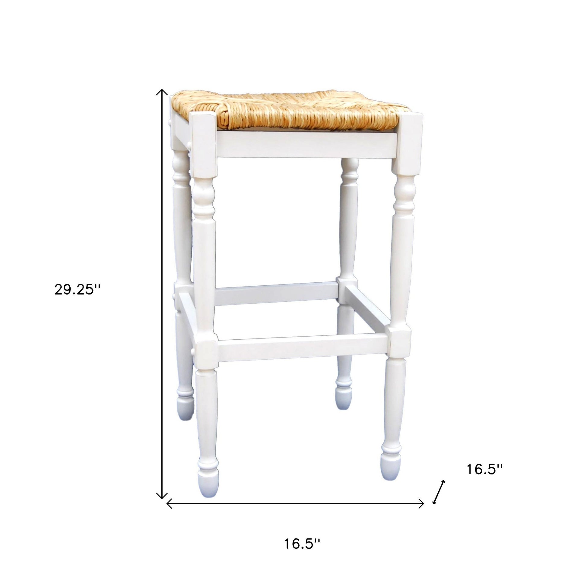 29" Natural And Antiqued White Backless Bar Height Chair With Footrest By Homeroots | Bar Stools | Modishstore - 5