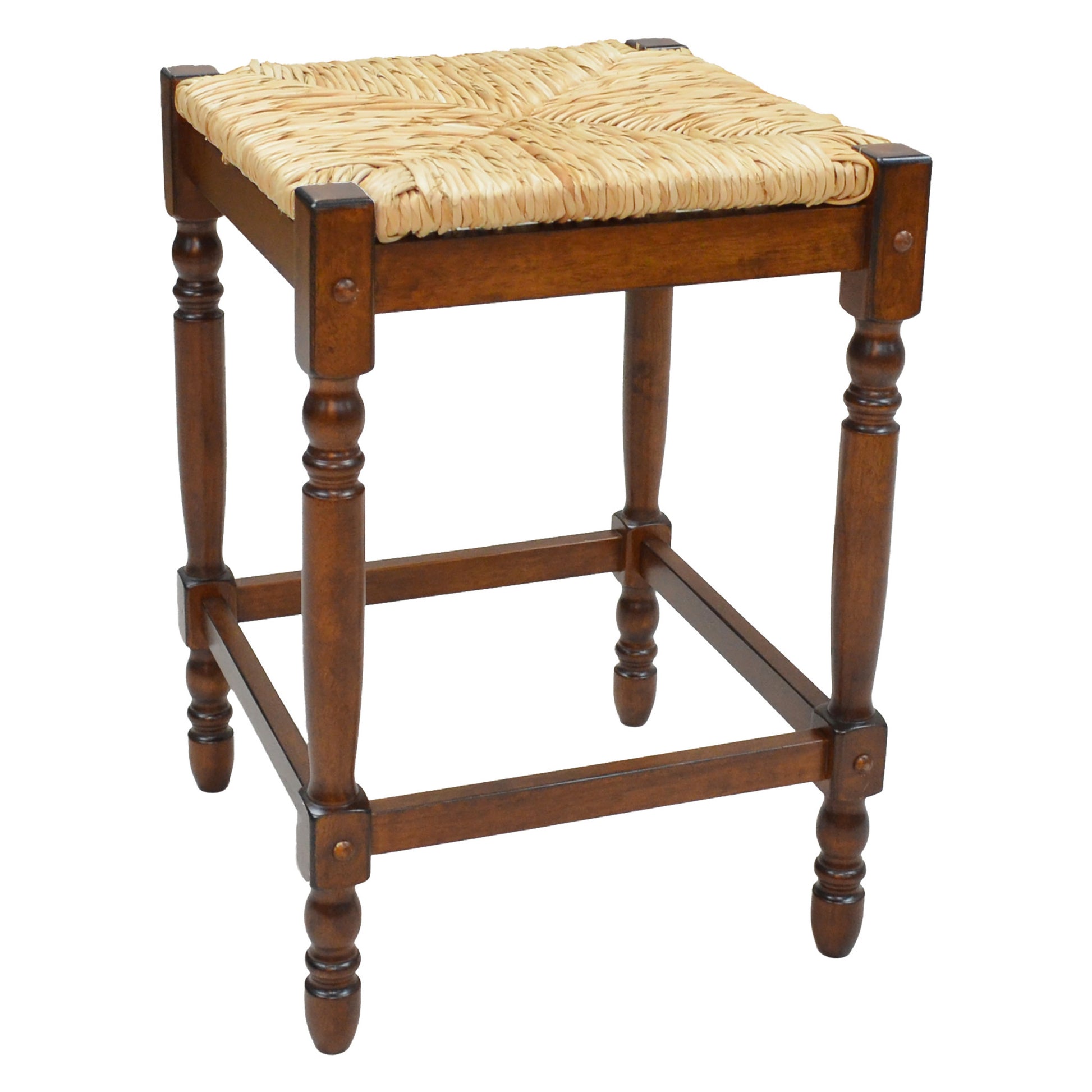 29" Natural And Chestnut Backless Bar Height Chair With Footrest By Homeroots | Bar Stools | Modishstore