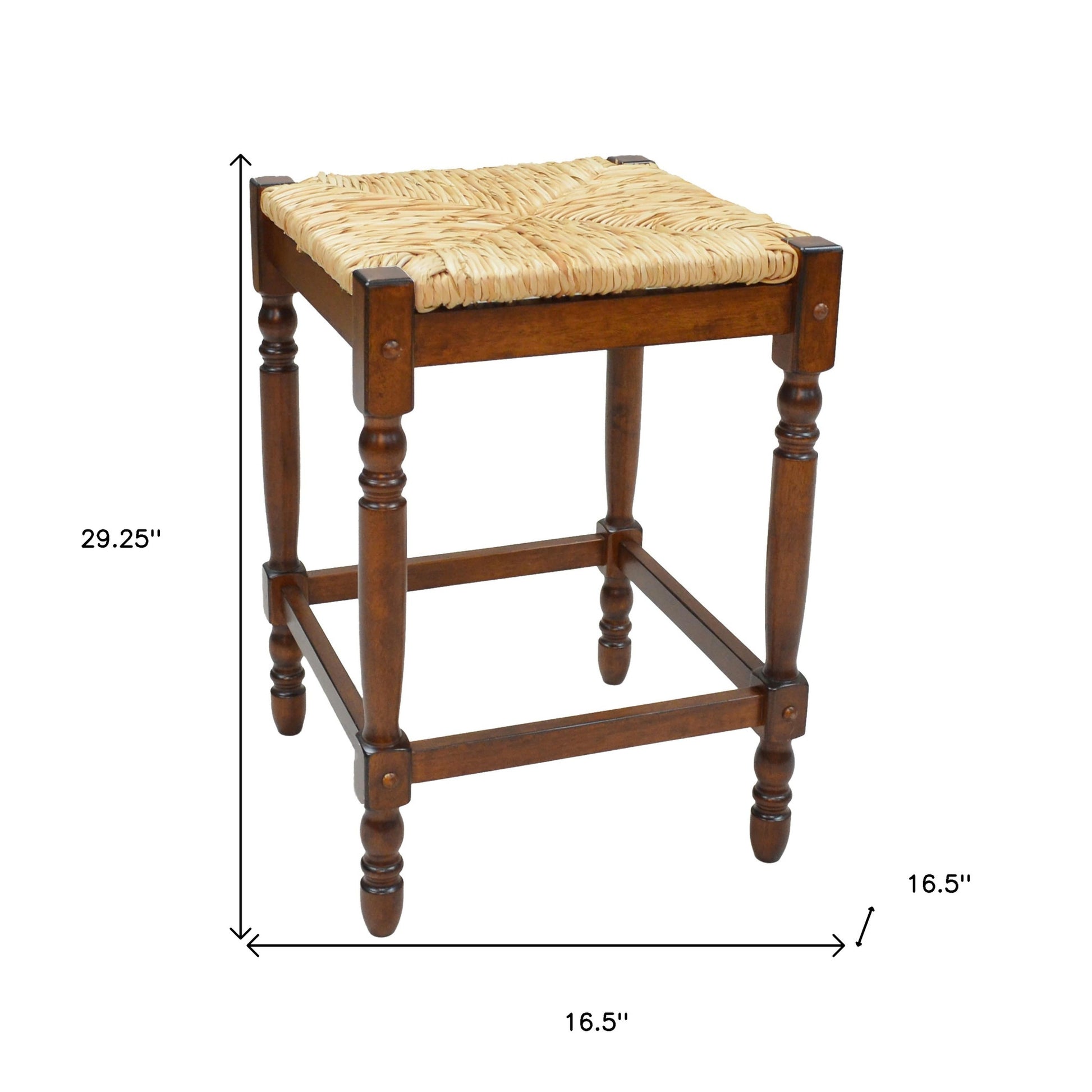 29" Natural And Chestnut Backless Bar Height Chair With Footrest By Homeroots | Bar Stools | Modishstore - 5