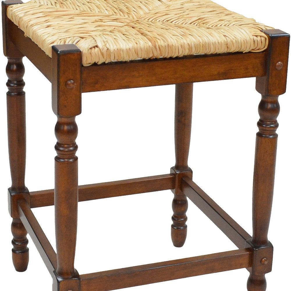 29" Natural And Chestnut Backless Bar Height Chair With Footrest By Homeroots | Bar Stools | Modishstore - 4
