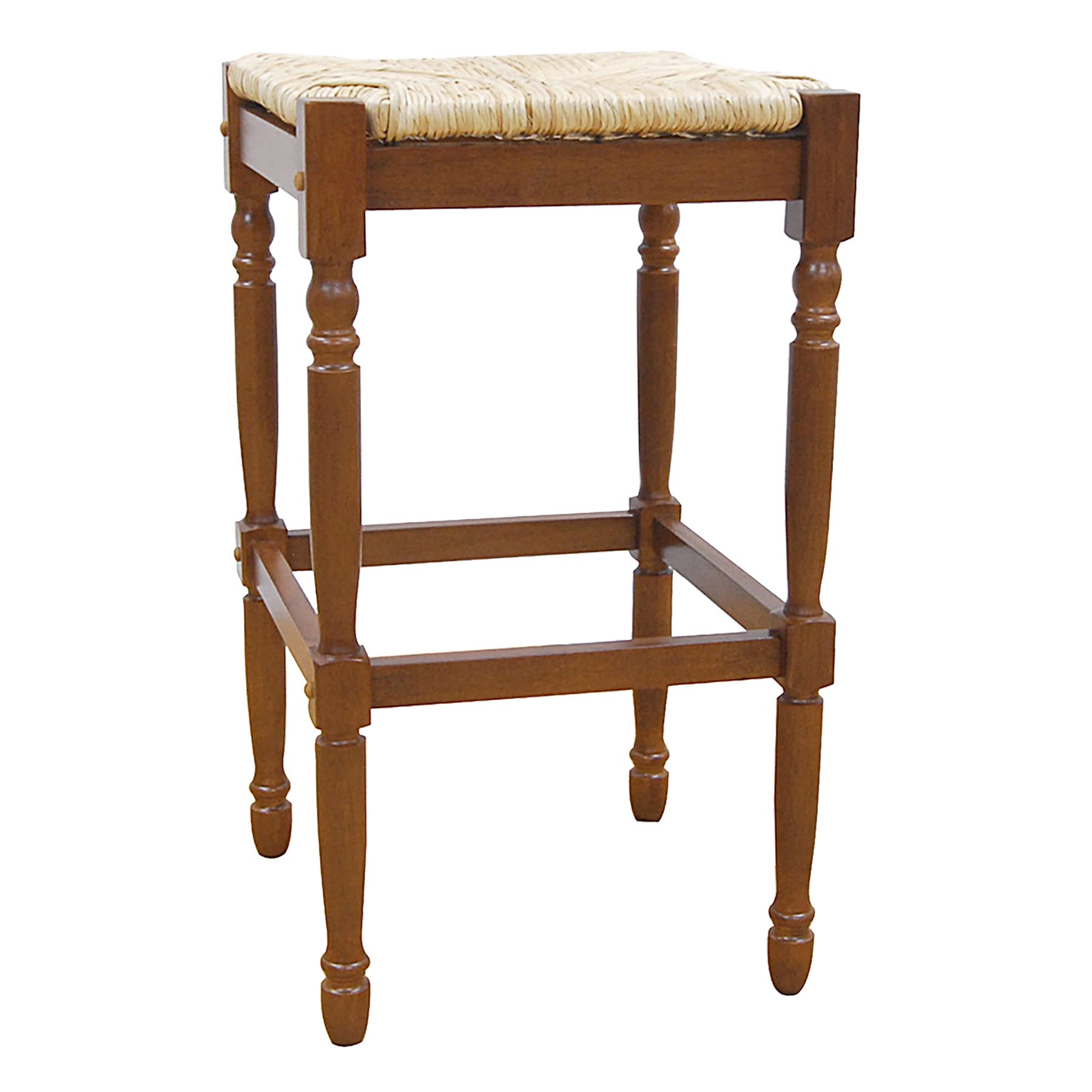 29" Natural And Brown Backless Bar Height Chair With Footrest By Homeroots | Bar Stools | Modishstore