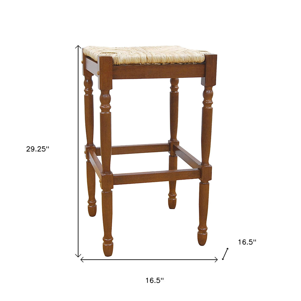 29" Natural And Brown Backless Bar Height Chair With Footrest By Homeroots | Bar Stools | Modishstore - 5