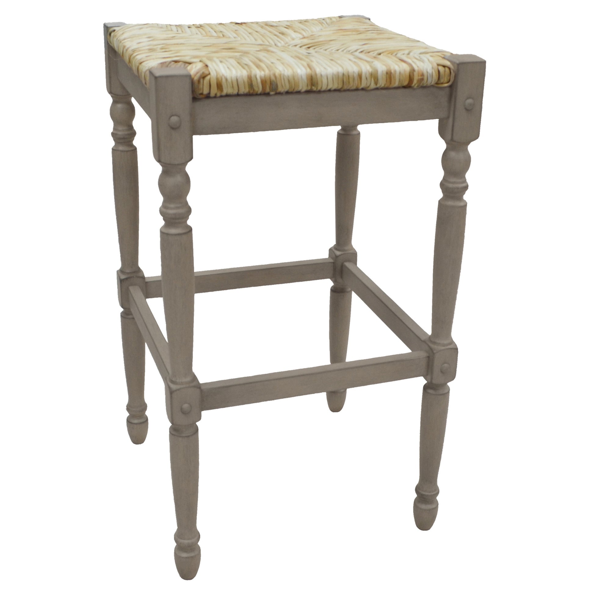 29" Natural And Gray Backless Bar Height Chair With Footrest By Homeroots | Bar Stools | Modishstore