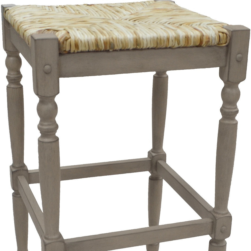 29" Natural And Gray Backless Bar Height Chair With Footrest By Homeroots | Bar Stools | Modishstore - 4