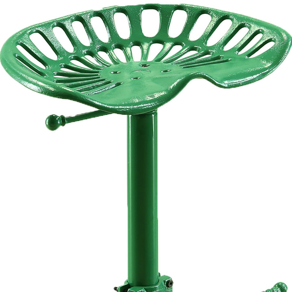 23" Green Backless Adjustable Height Bar Chair With Footrest By Homeroots | Bar Stools | Modishstore - 4