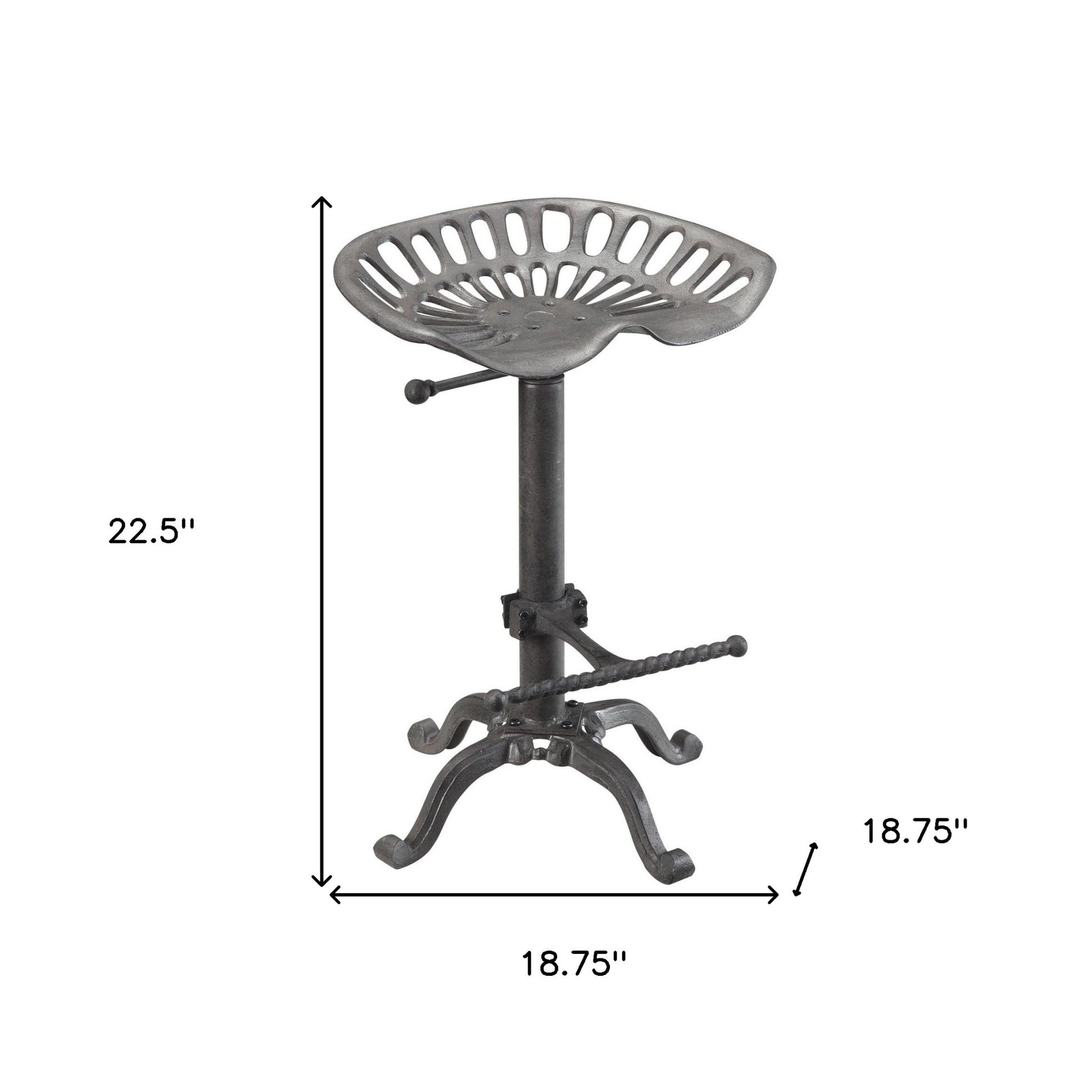 23" Gray Backless Adjustable Height Bar Chair With Footrest By Homeroots | Bar Stools | Modishstore - 5