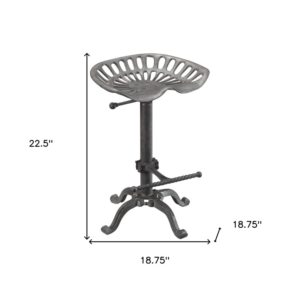 23" Gray Backless Adjustable Height Bar Chair With Footrest By Homeroots | Bar Stools | Modishstore - 5