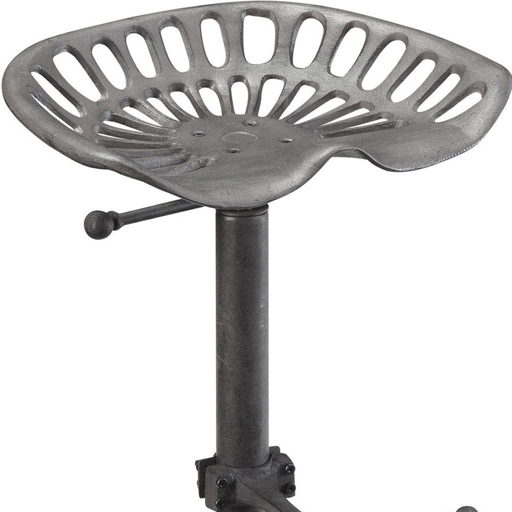 23" Gray Backless Adjustable Height Bar Chair With Footrest By Homeroots | Bar Stools | Modishstore - 4
