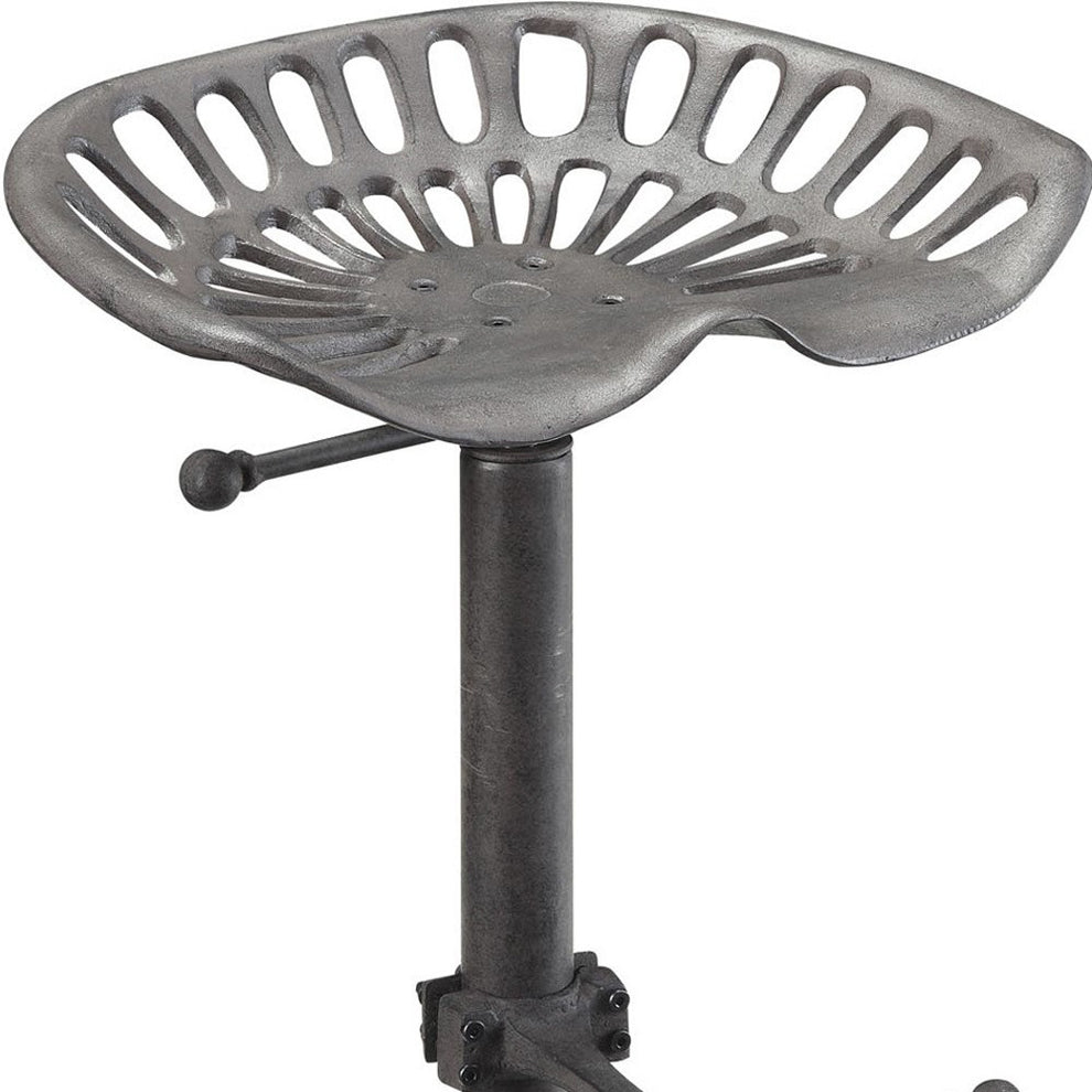 23" Gray Backless Adjustable Height Bar Chair With Footrest By Homeroots | Bar Stools | Modishstore - 4