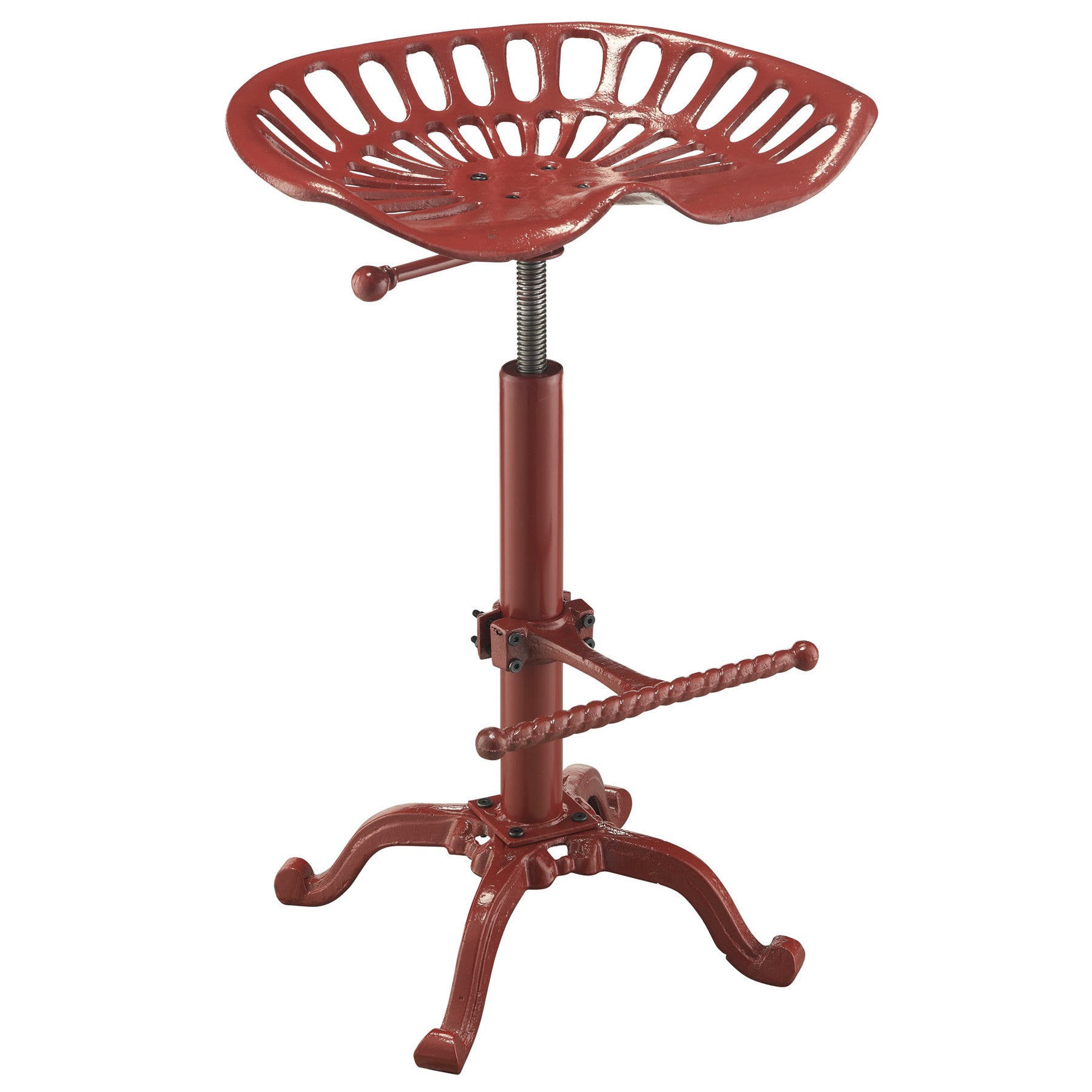 23" Red Backless Adjustable Height Bar Chair With Footrest By Homeroots | Bar Stools | Modishstore
