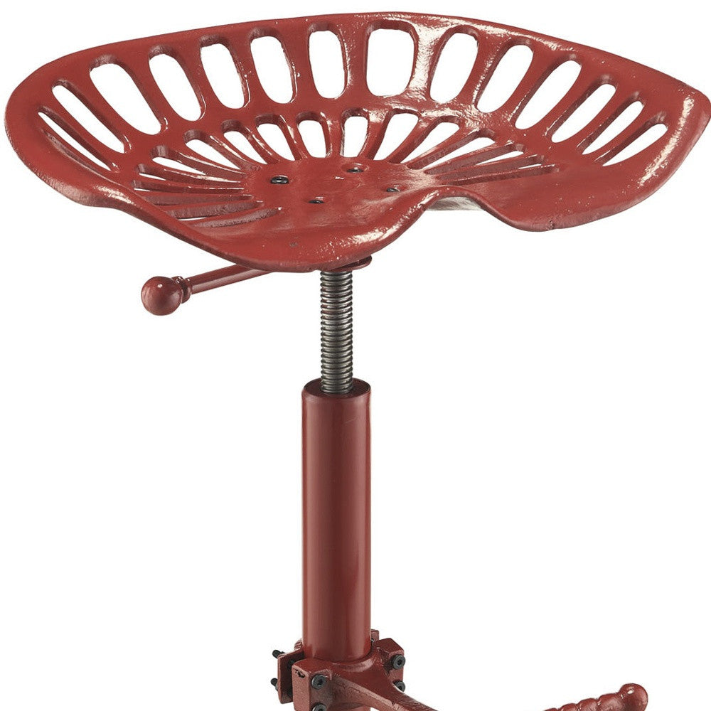 23" Red Backless Adjustable Height Bar Chair With Footrest By Homeroots | Bar Stools | Modishstore - 4