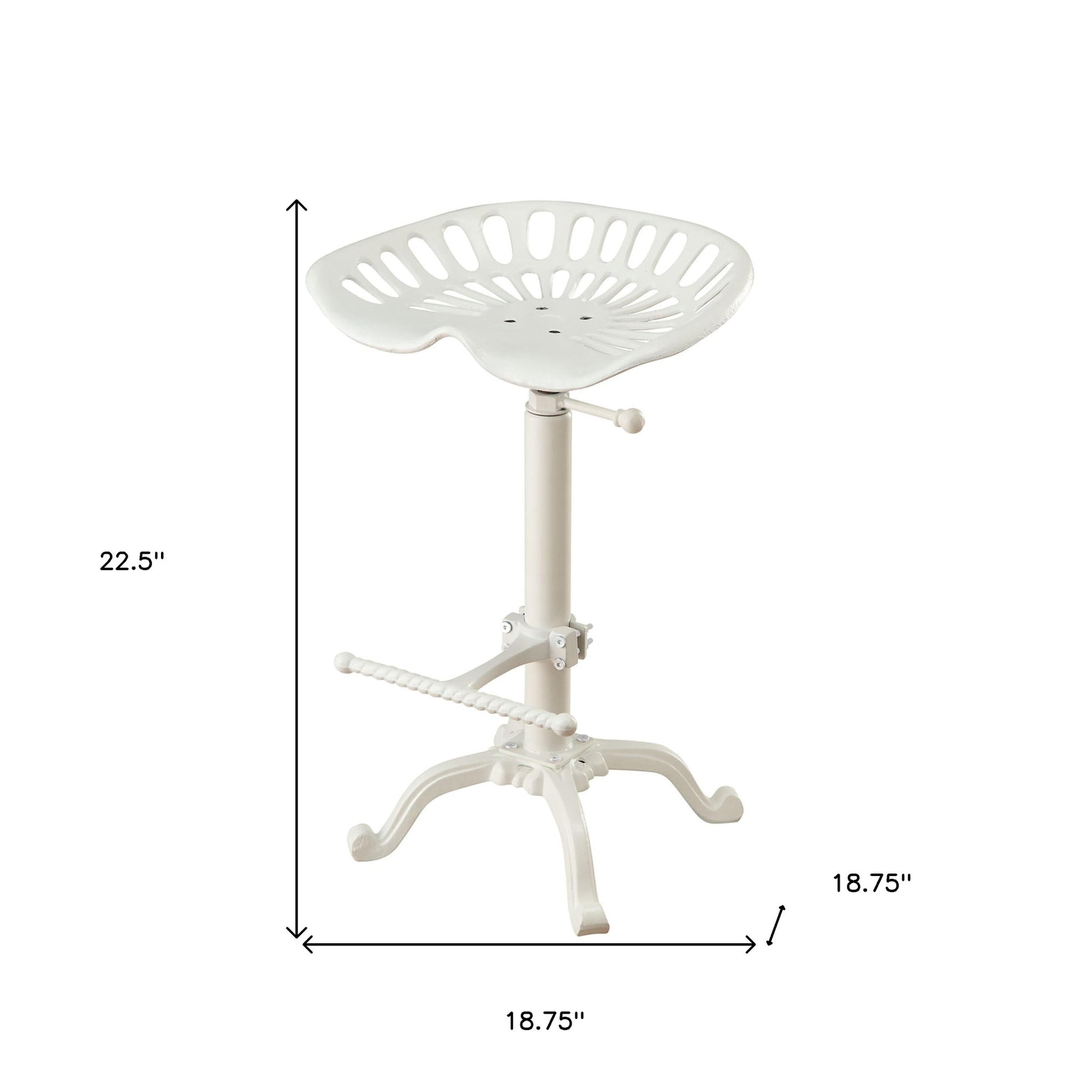 23" White Backless Adjustable Height Bar Chair With Footrest By Homeroots | Bar Stools | Modishstore - 5