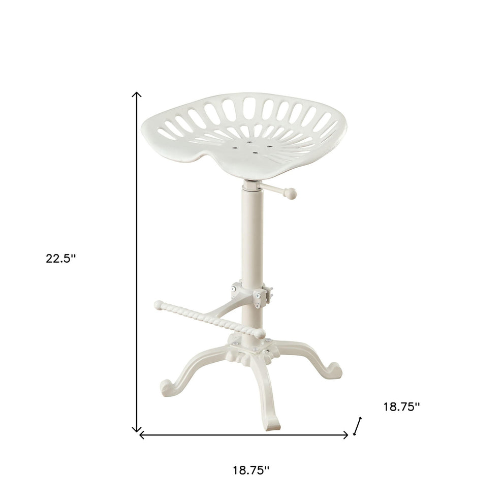 23" White Backless Adjustable Height Bar Chair With Footrest By Homeroots | Bar Stools | Modishstore - 5