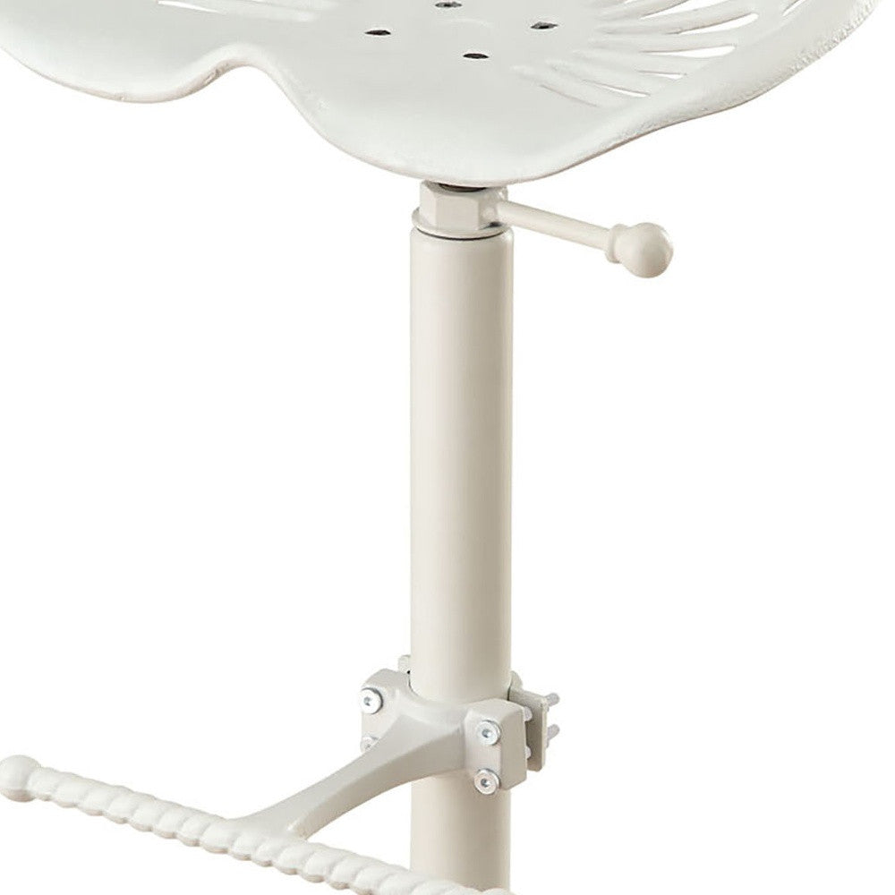 23" White Backless Adjustable Height Bar Chair With Footrest By Homeroots | Bar Stools | Modishstore - 4