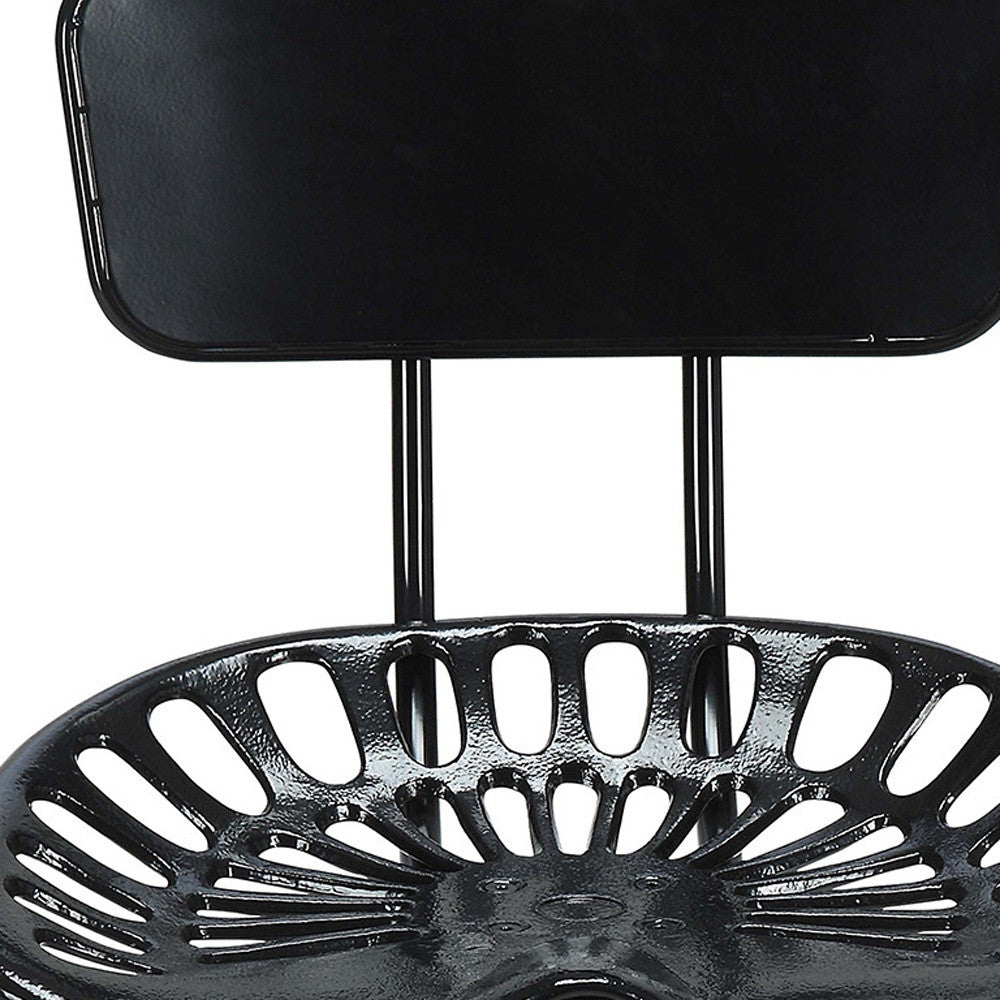 47" Black Low Back Adjustable Height Bar Chair With Footrest By Homeroots | Bar Stools | Modishstore - 3