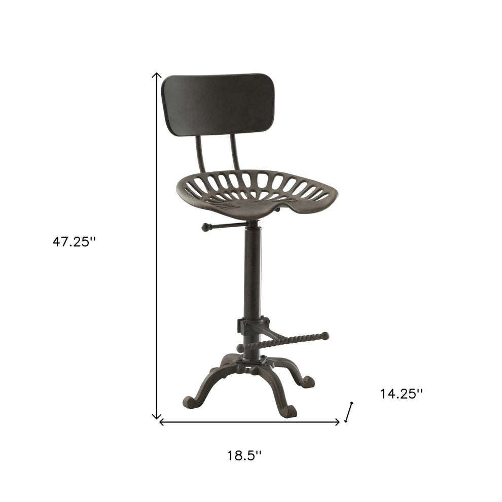47" Industrial Backless Adjustable Height Bar Chair With Footrest By Homeroots | Bar Stools | Modishstore - 5