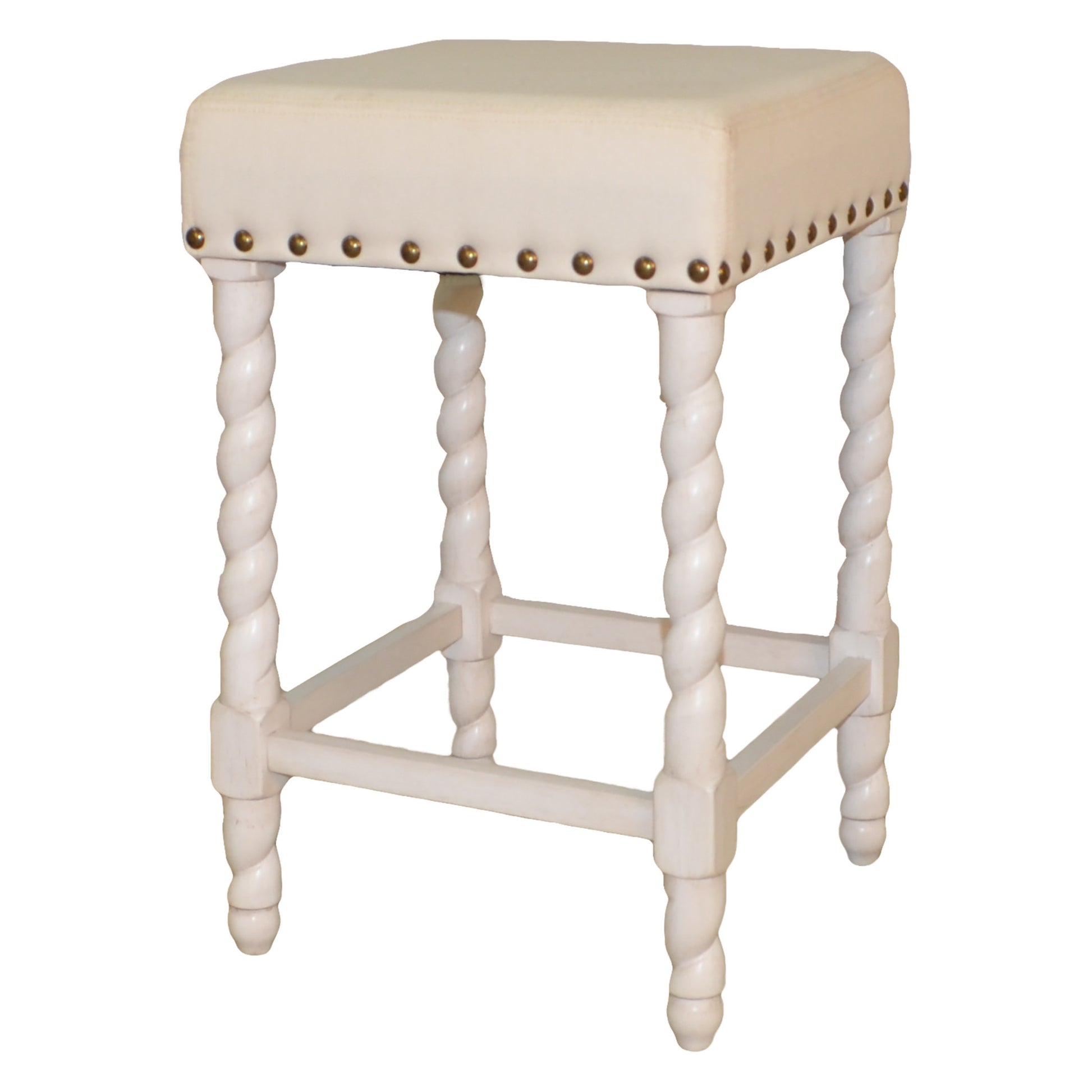 24" Cream And White Backless Counter Height Bar Chair With Footrest By Homeroots | Bar Stools | Modishstore