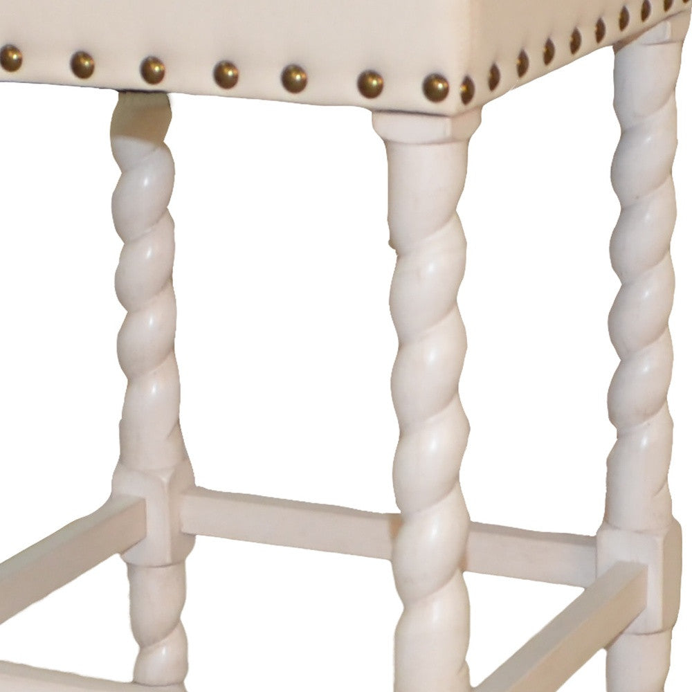 24" Cream And White Backless Counter Height Bar Chair With Footrest By Homeroots | Bar Stools | Modishstore - 3