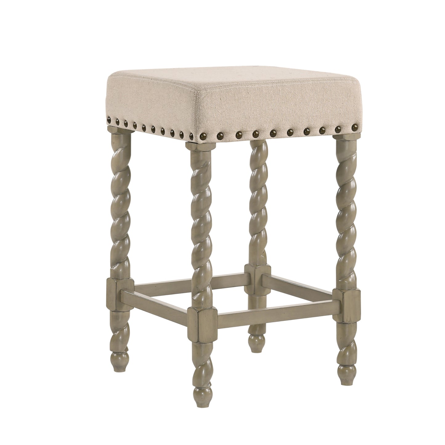 24" Cream And Gray Backless Counter Height Bar Chair With Footrest By Homeroots | Bar Stools | Modishstore
