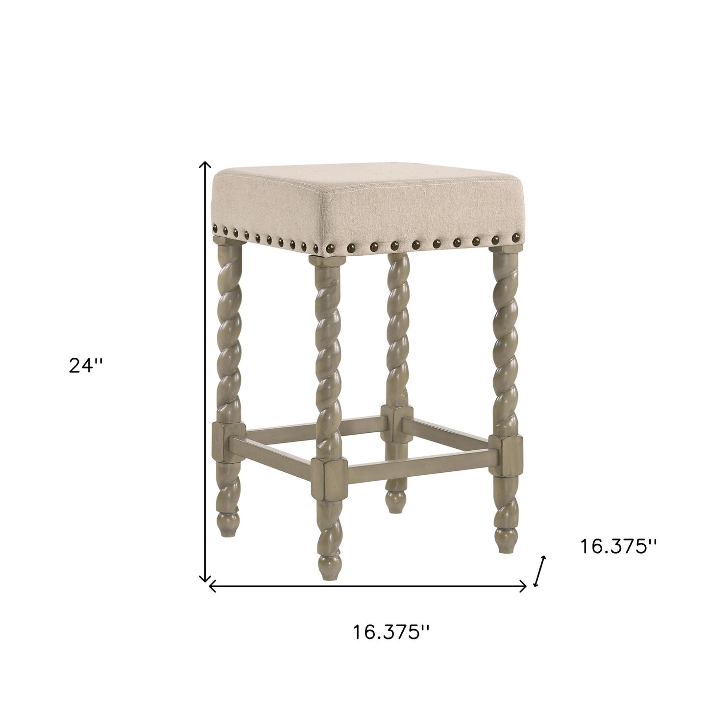 24" Cream And Gray Backless Counter Height Bar Chair With Footrest By Homeroots | Bar Stools | Modishstore - 5