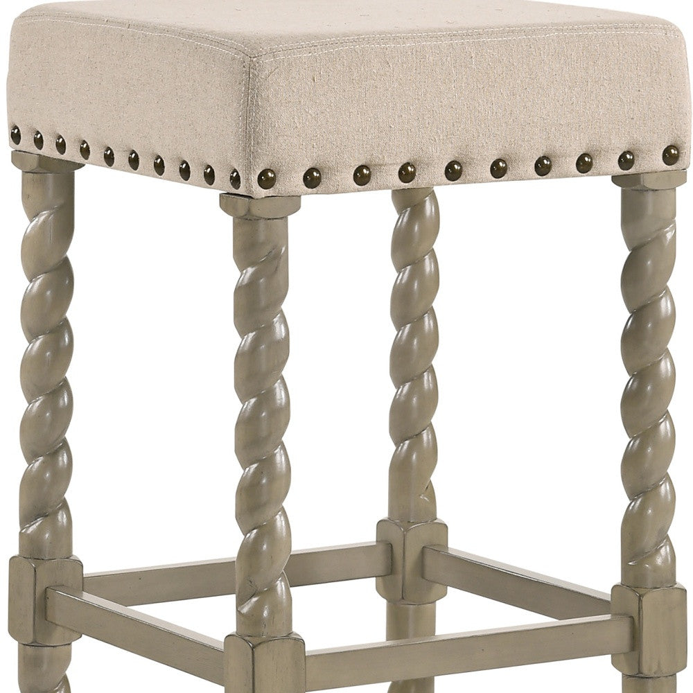 24" Cream And Gray Backless Counter Height Bar Chair With Footrest By Homeroots | Bar Stools | Modishstore - 4