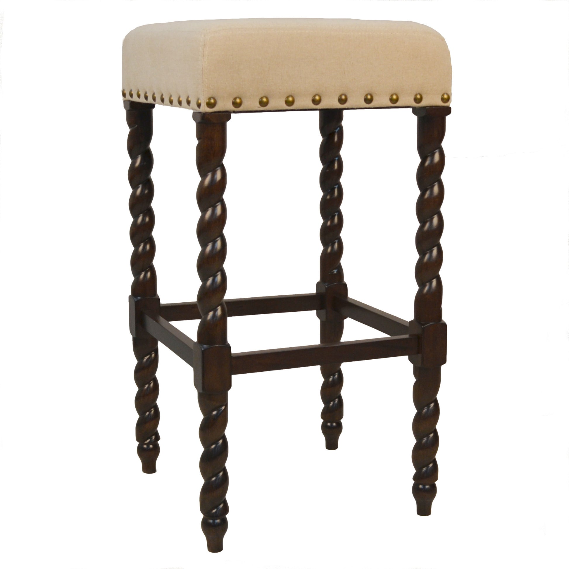 30" Cream And Espresso Backless Bar Height Chair With Footrest By Homeroots | Bar Stools | Modishstore