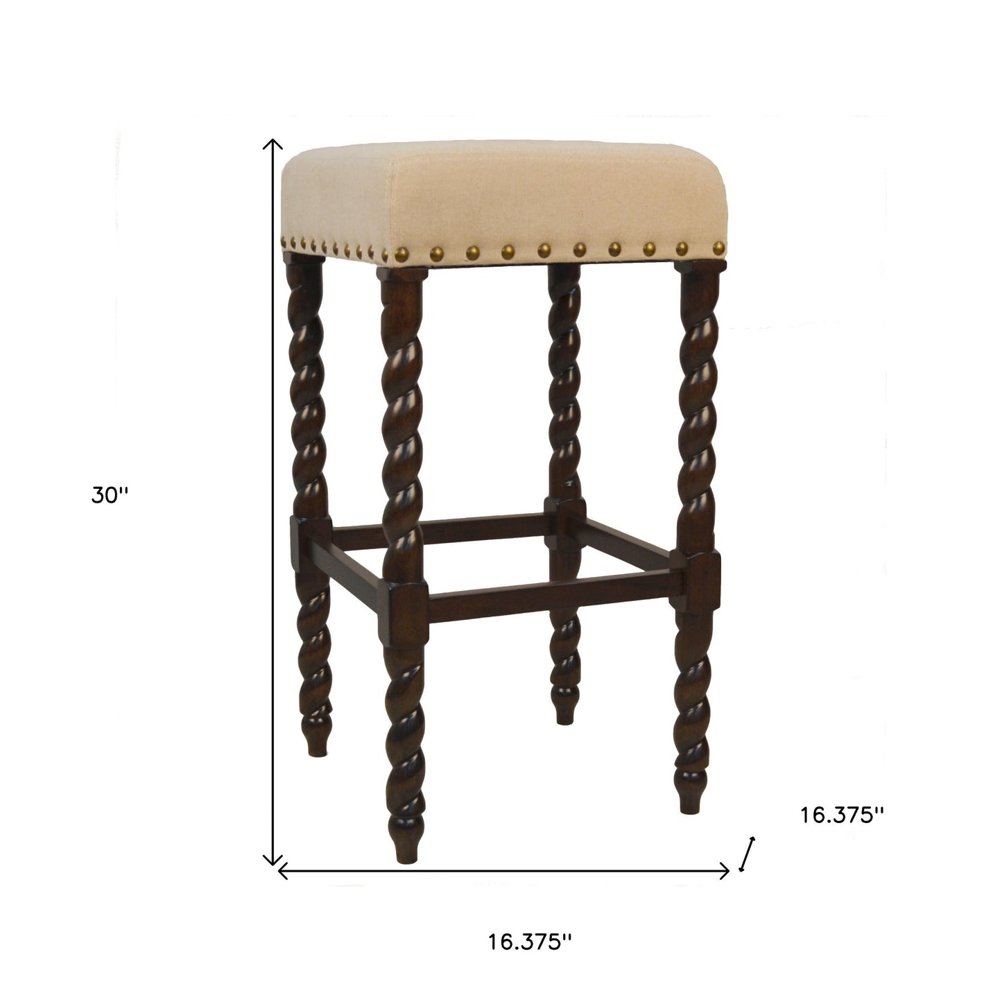 30" Cream And Espresso Backless Bar Height Chair With Footrest By Homeroots | Bar Stools | Modishstore - 5