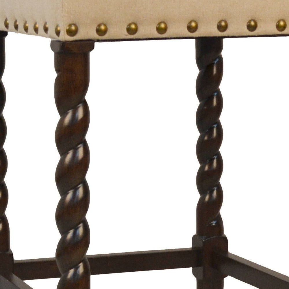 30" Cream And Espresso Backless Bar Height Chair With Footrest By Homeroots | Bar Stools | Modishstore - 3