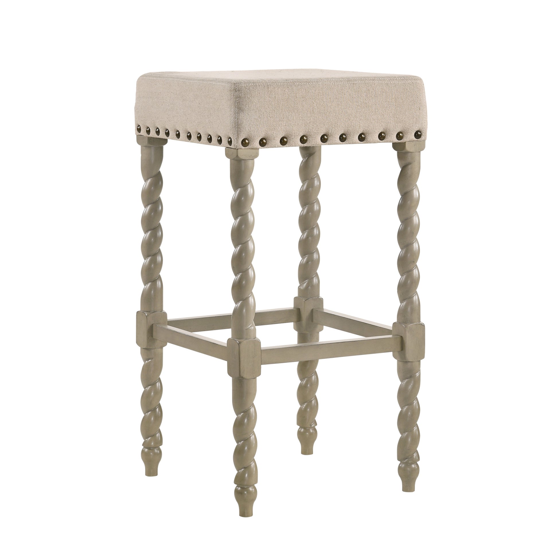 30" Cream And Gray Backless Bar Height Chair With Footrest By Homeroots | Bar Stools | Modishstore